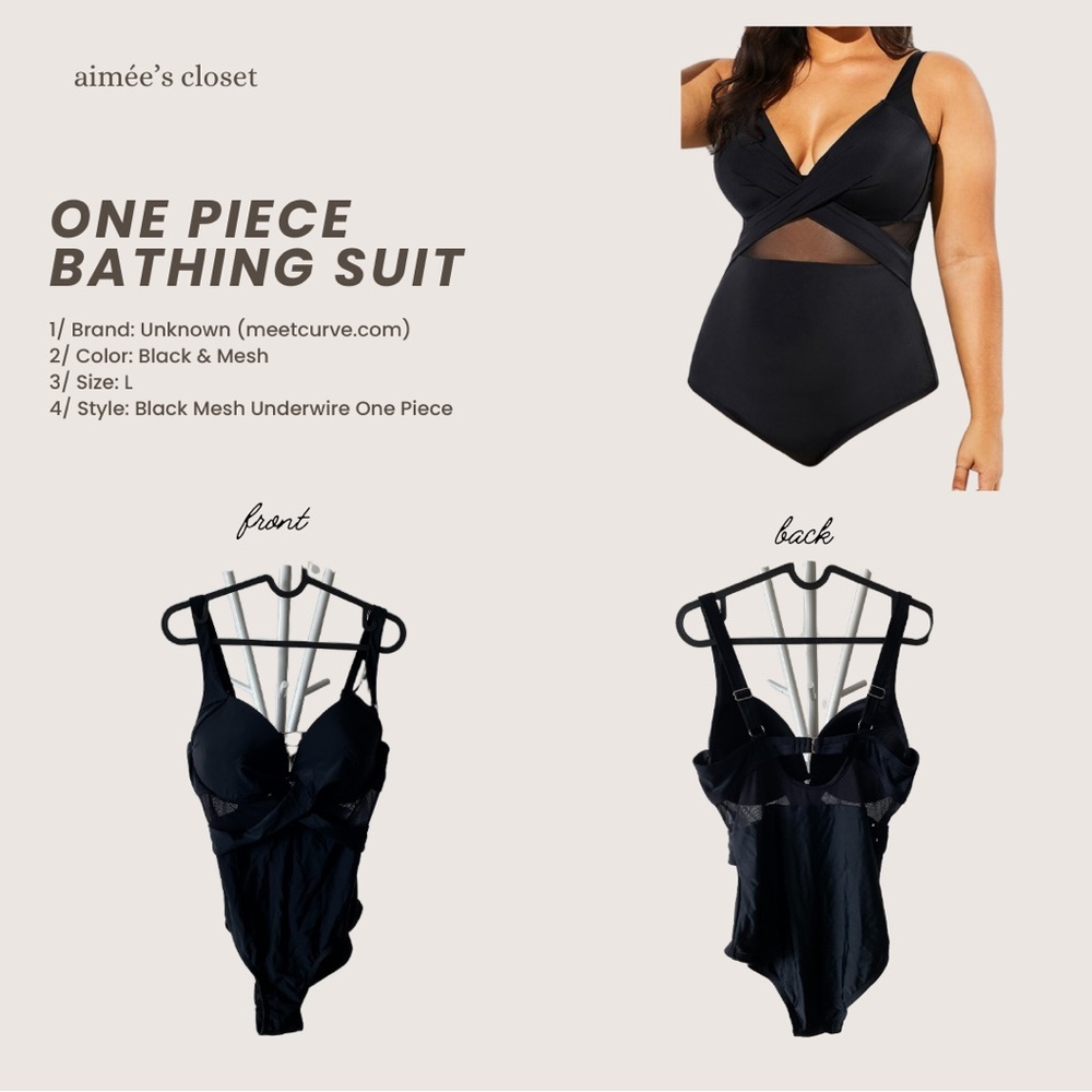 Black Mesh One Piece Swimsuit
